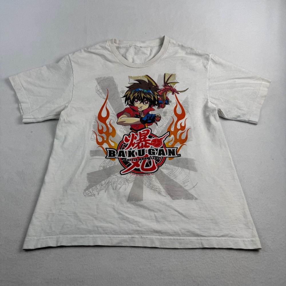 Bakugan Battle Brawlers Graphic T-Shirt White Kids Dan Kuso Drago 2008 Anime Tee